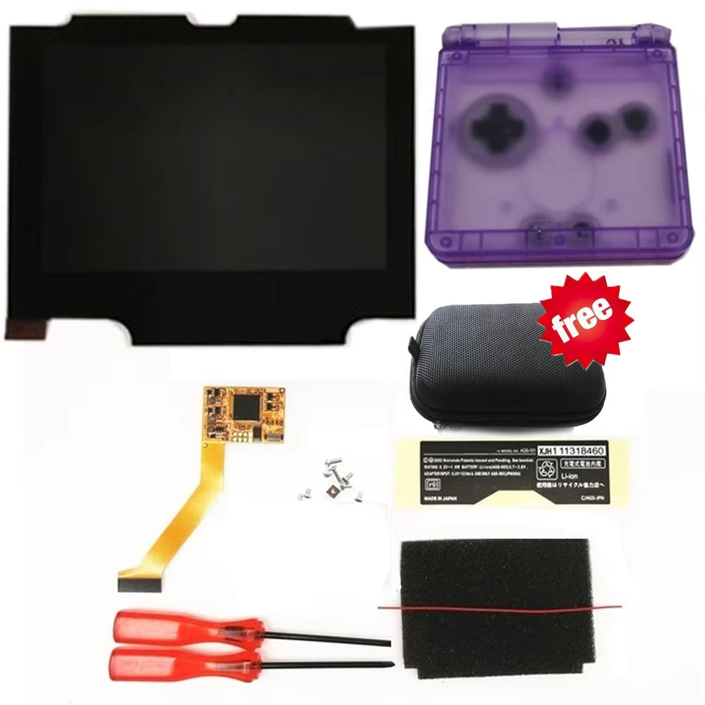 HISPEEDIDO For GBA SP V2 Screen set IPS LCD Backlight Screen High Brightness Laminated Display LCD Set with Shell