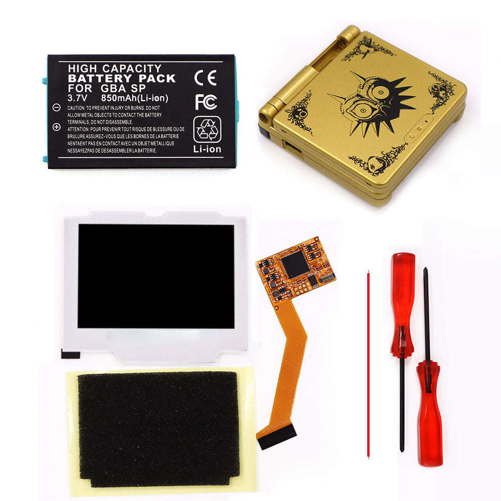 850mah Battery Pak For GBA SP V2 Screen set IPS LCD Backlight Screen High Brightness Laminated Display LCD Set with Shell
