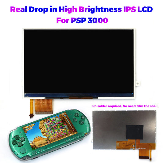 For PSP3000 Highlight High Brightness Drop in IPS LCD Screen For PSP 3000 No Need Solder Easy to Install