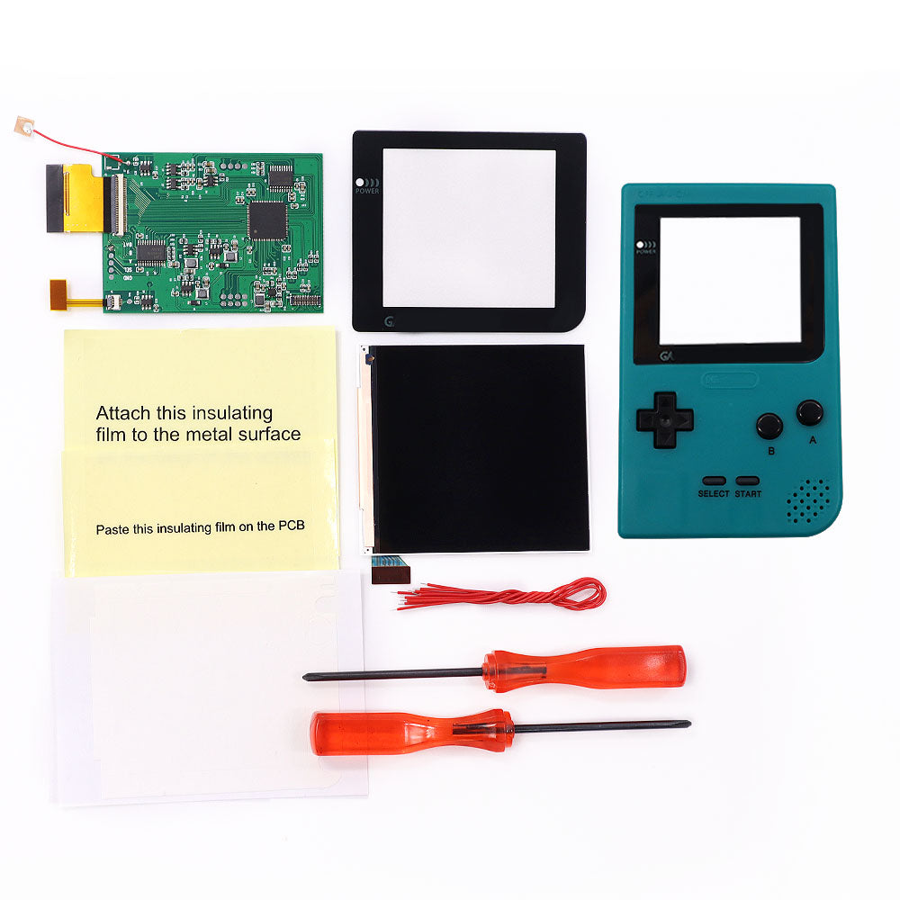 HISPEEDIDO GBP Q5 IPS LCD Larger Screen Display Build in OSD for Gameboy Pocket 8 Color Retro Pixel Screen Mod Kits with Shell