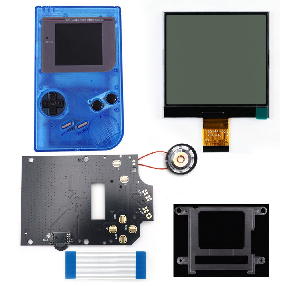 HISPEEDIDO 2.5 inches Grayscale LCD Screen Kit For GameBoy GB DMG Same Display Size Easy Install Drop-in OSD Menuw/Speaker