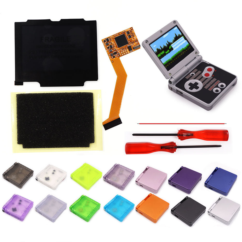 850mah Battery Pak For GBA SP V2 Screen set IPS LCD Backlight Screen High Brightness Laminated Display LCD Set with Shell