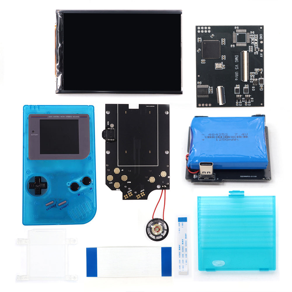 Rechargeable V5 Pro IPS Screen RIPS Housing Color Case Pixel OSD FRM Backlight Highbright LCD Mod Kits for GAMEBOY DMG GBO