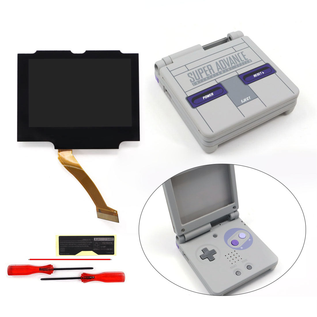 HISPEEDIDO Pre-Laminated IPS 3.0 inch V5 Drop in Screen For GBA SP LCD Kits for Gameboy Advance SP with New Housing Shell