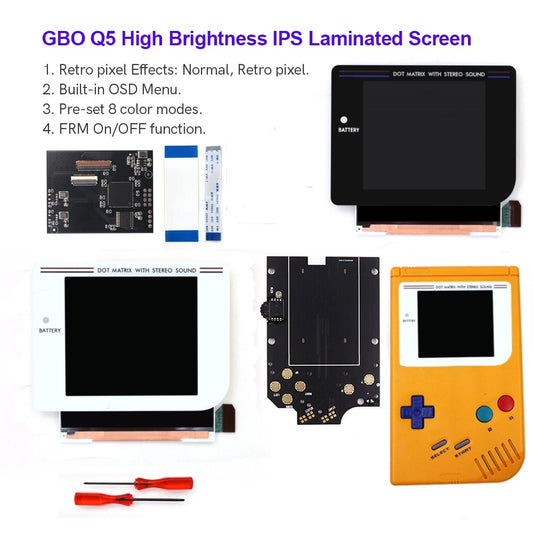 Newest Laminated Q5 3.1 inches Larger Display HD IPS RIPS Screen OSD FRM For GBO DMG LCD Kits Housing Shell Case