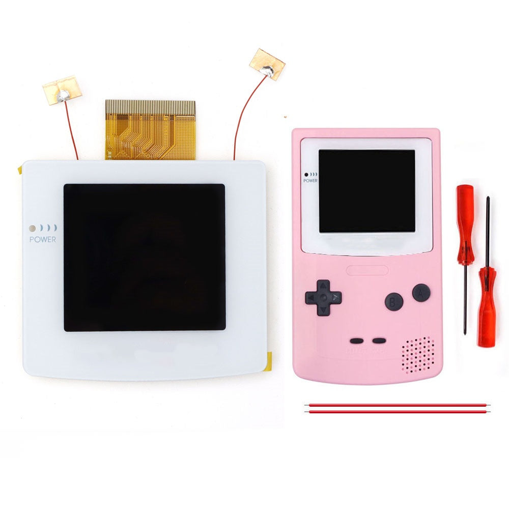 White Laminated 2.45" GBC IPS All-in-one HD Backlight Screen Easy Installation OSD Pixel Effect For Gameboy Color GBC with Shell