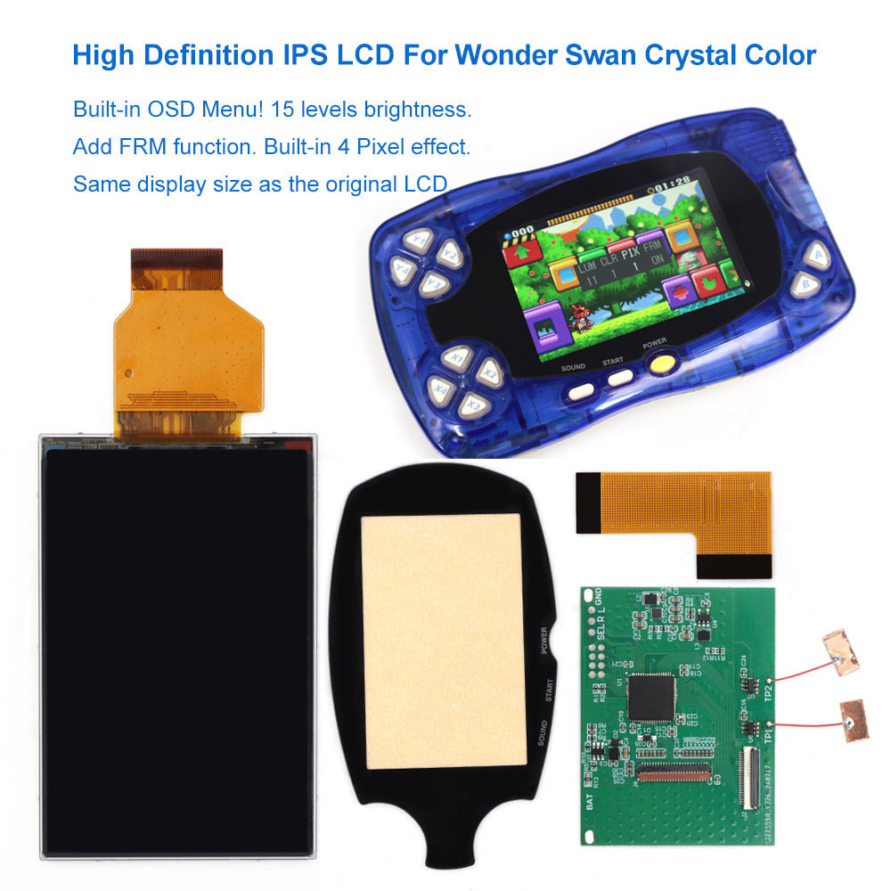 2025 WSCC HD Retro pixel IPS LCD Backlight LCD For Bandai WonderSwan Crystal Color WSCC Console