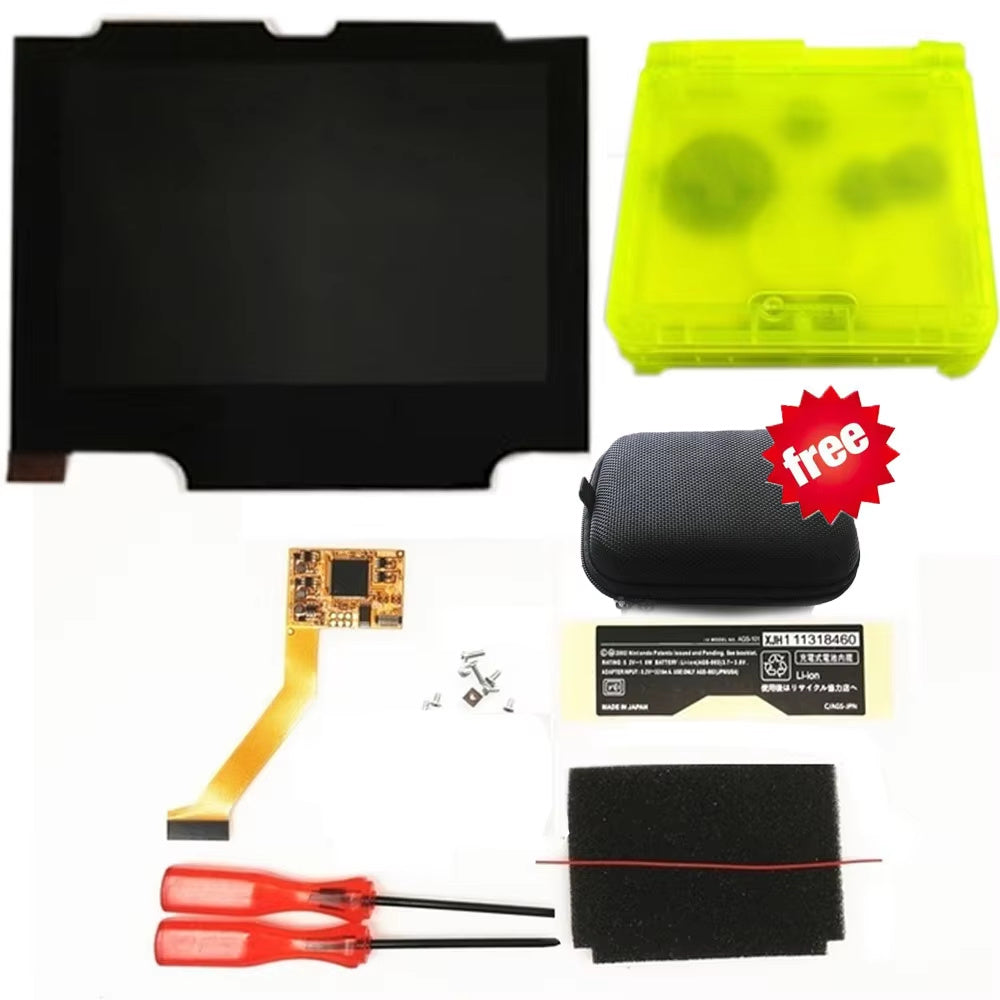 HISPEEDIDO For GBA SP V2 Screen set IPS LCD Backlight Screen High Brightness Laminated Display LCD Set with Shell