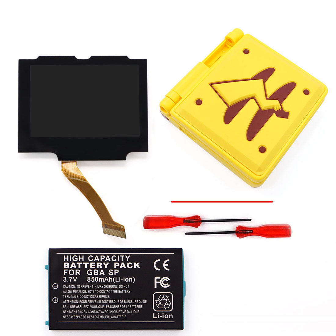 3.7V Battery Pack V5 Laminated IPS 3.0 inch Drop in Screen Kit For GBA SP Build in OSD Desaturation LCD Kit Easy to Install
