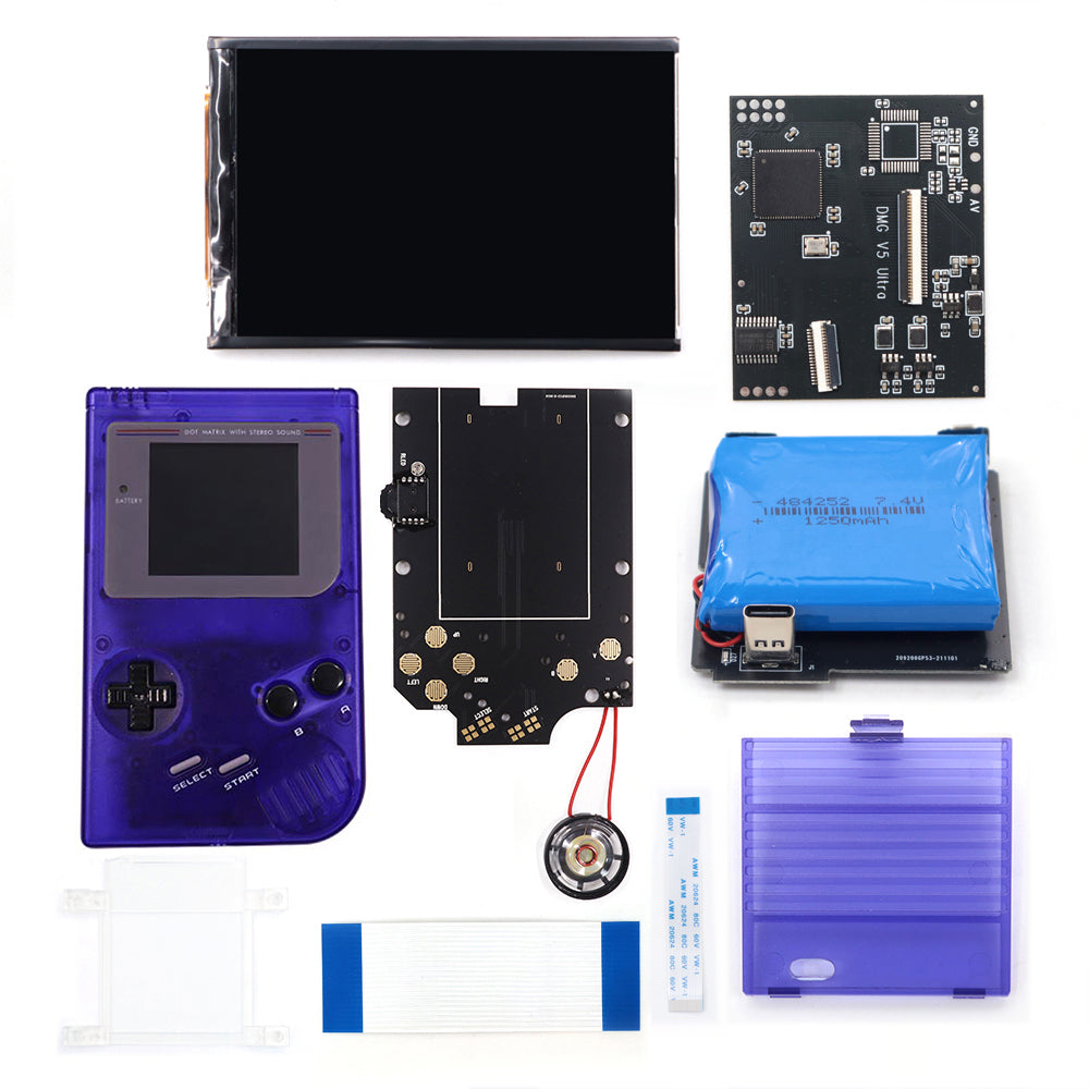 Rechargeable V5 Pro IPS Screen RIPS Housing Color Case Pixel OSD FRM Backlight Highbright LCD Mod Kits for GAMEBOY DMG GBO