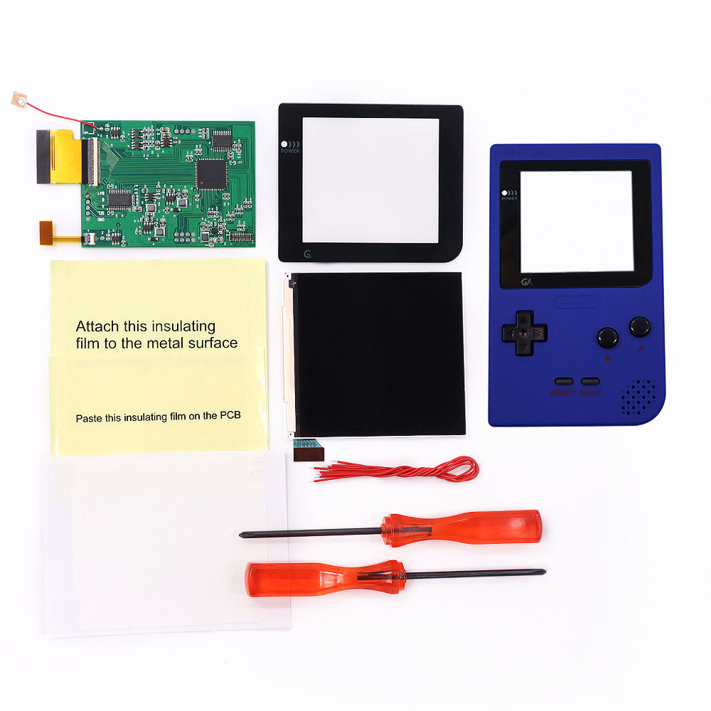 HISPEEDIDO GBP Q5 IPS LCD Larger Screen Display Build in OSD for Gameboy Pocket 8 Color Retro Pixel Screen Mod Kits with Shell