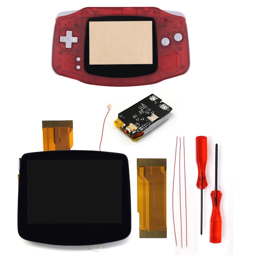 New Rechargeable 1800 mah Battery Type-C GBA Replacement V5 Pre-laminated IPS LCD Screen Kit w/Housing Kits