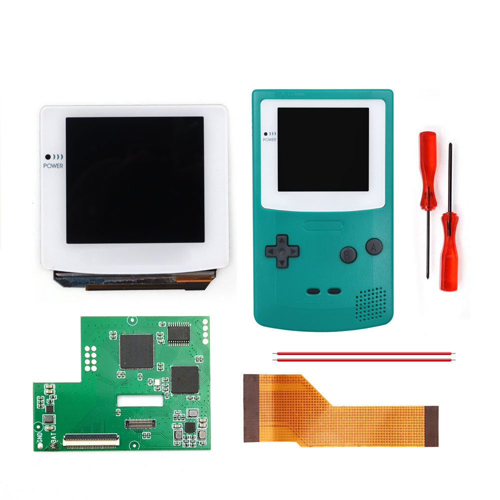 HISPEEDIDO White lens Laminated AMOLED OLED Touch Screen Drop in Build in OSD RETRO PIXEL Screen Easy Install For GBC GameBoy Color With Pre-cut Shell