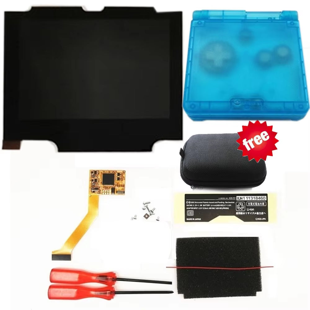 HISPEEDIDO For GBA SP V2 Screen set IPS LCD Backlight Screen High Brightness Laminated Display LCD Set with Shell