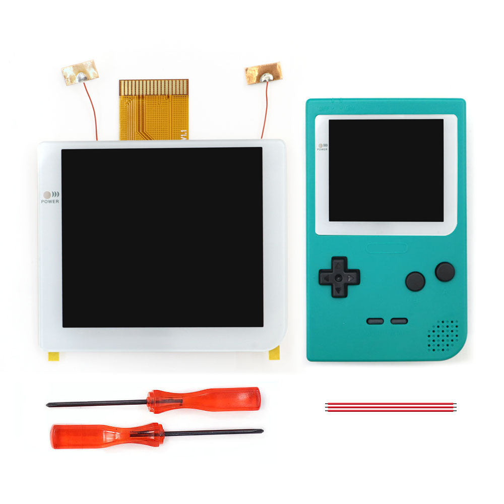 White Laminated 2.8 inch Larger IPS Screen LCD Integer Scaling Build in OSD For GBP Gameboy Pocket Retro Pixel Screen Kits with Shell