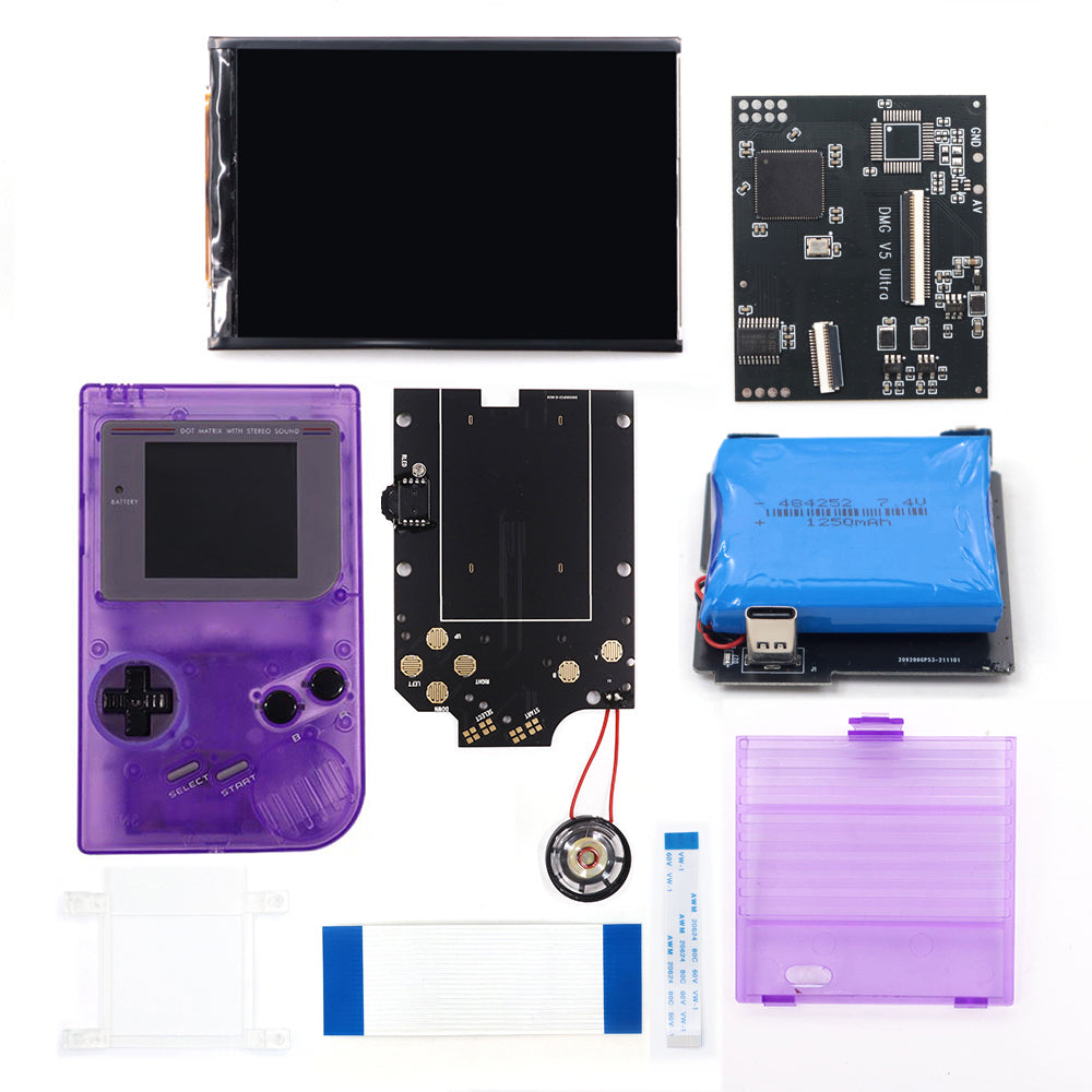 Rechargeable V5 Pro IPS Screen RIPS Housing Color Case Pixel OSD FRM Backlight Highbright LCD Mod Kits for GAMEBOY DMG GBO