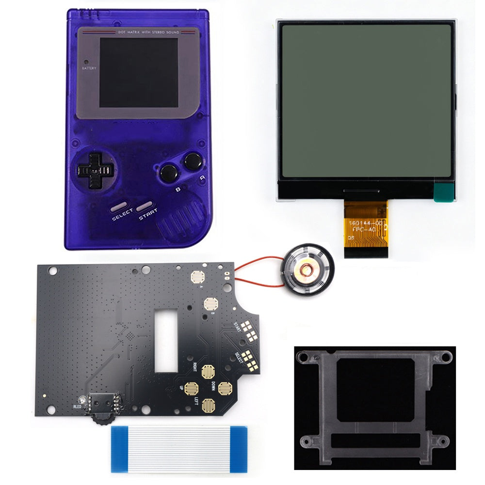 HISPEEDIDO 2.5 inches Grayscale LCD Screen Kit For GameBoy GB DMG Same Display Size Easy Install Drop-in OSD Menuw/Speaker