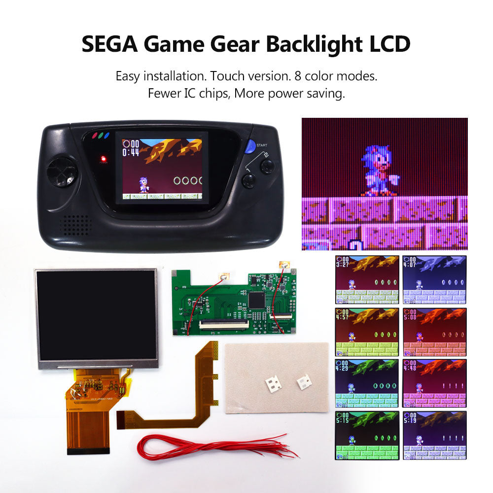 3.5 inch 8 color Touch Control Backlight LCD Display Screen For Sega Game Gear GG , Mod Kits DIY Updated Console