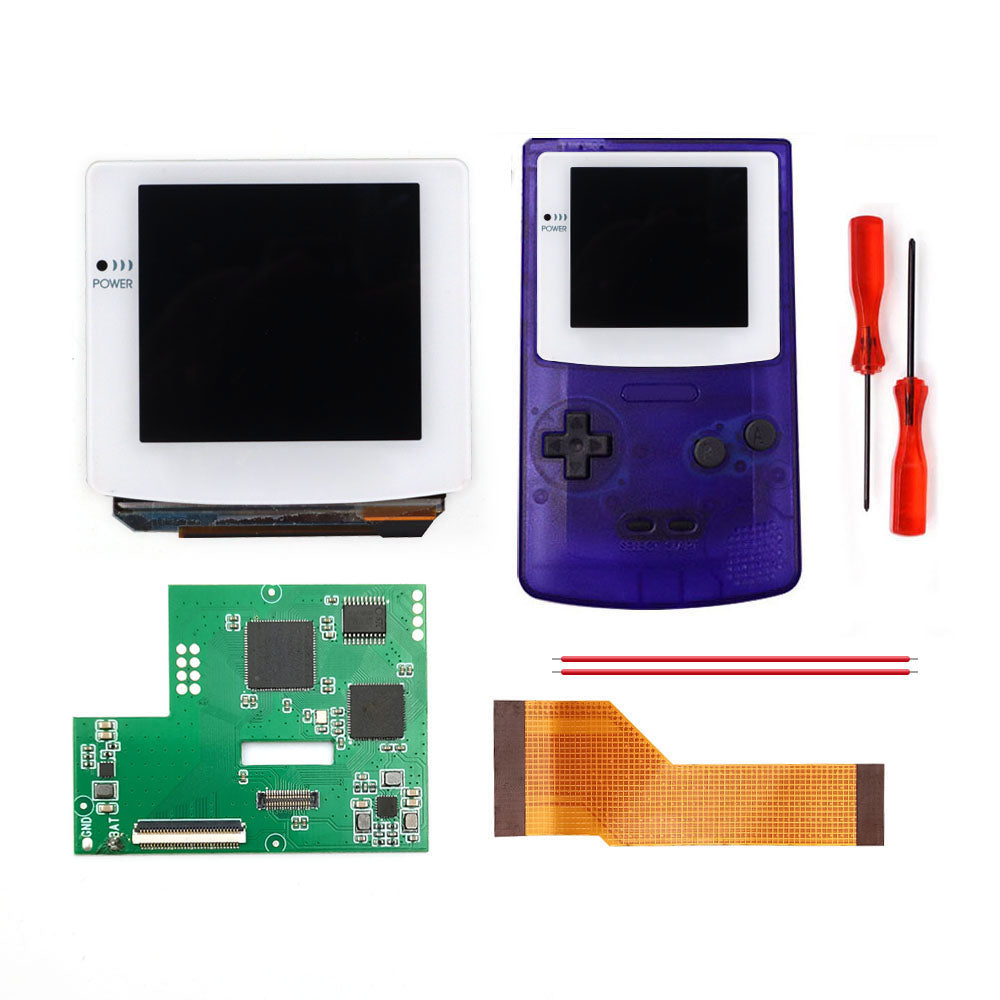 HISPEEDIDO White lens Laminated AMOLED OLED Touch Screen Drop in Build in OSD RETRO PIXEL Screen Easy Install For GBC GameBoy Color With Pre-cut Shell