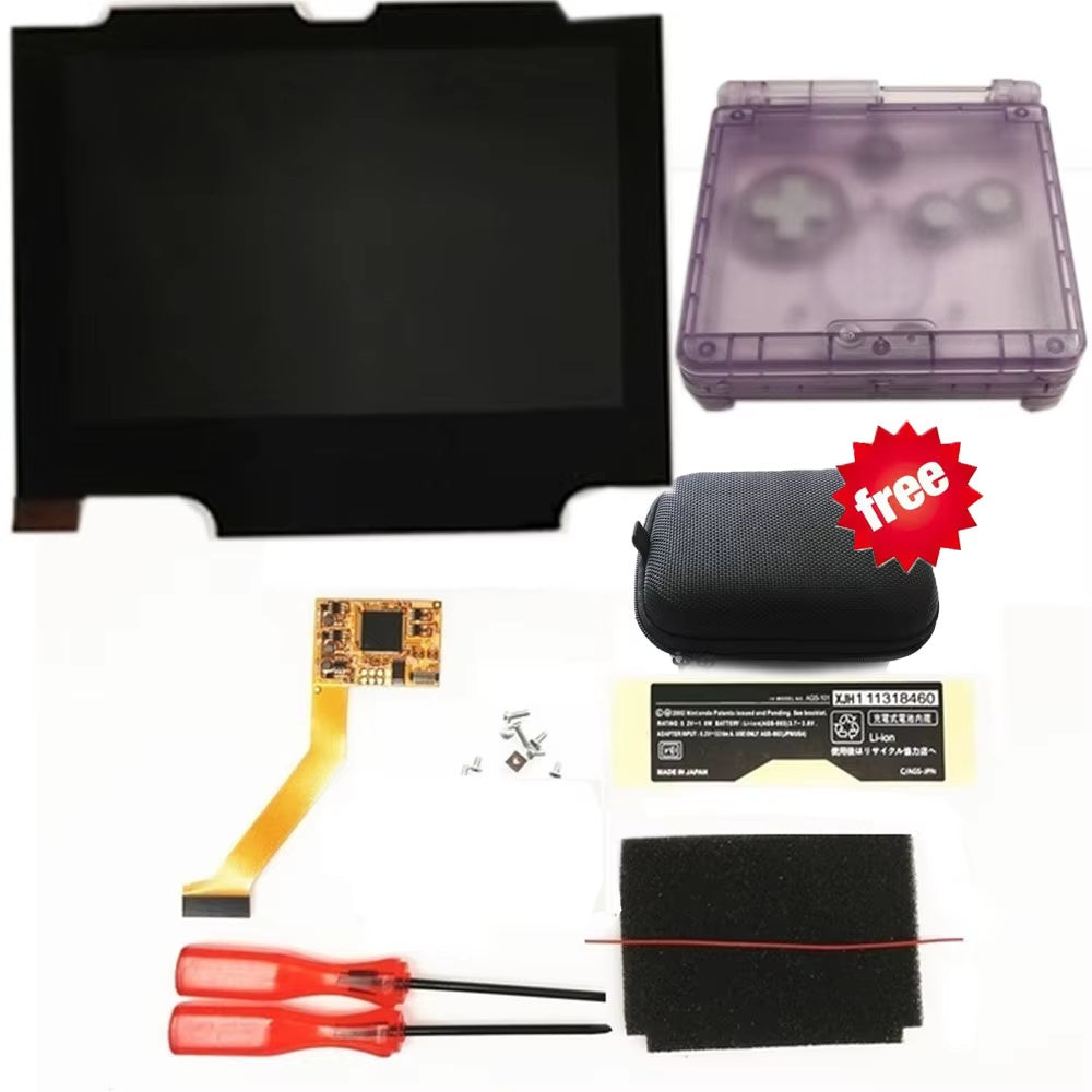 HISPEEDIDO For GBA SP V2 Screen set IPS LCD Backlight Screen High Brightness Laminated Display LCD Set with Shell