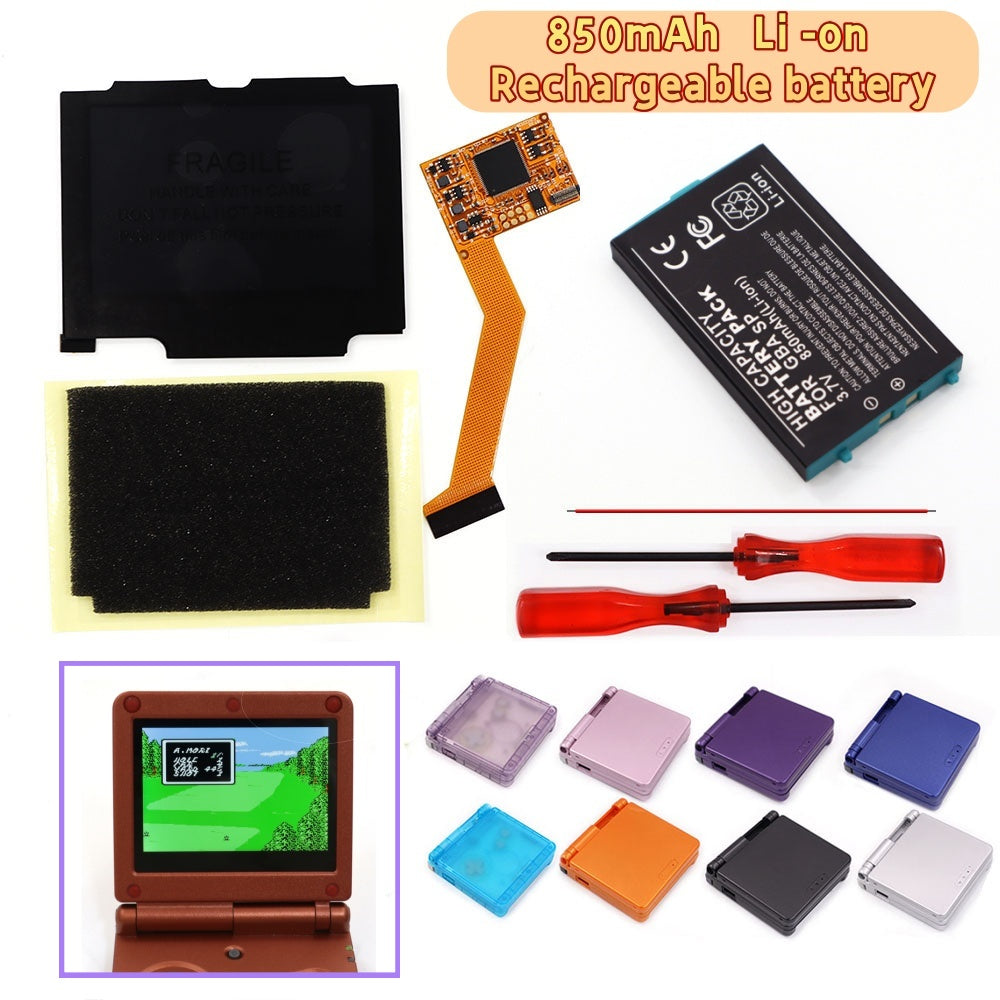 850mah Battery Pak For GBA SP V2 Screen set IPS LCD Backlight Screen High Brightness Laminated Display LCD Set with Shell