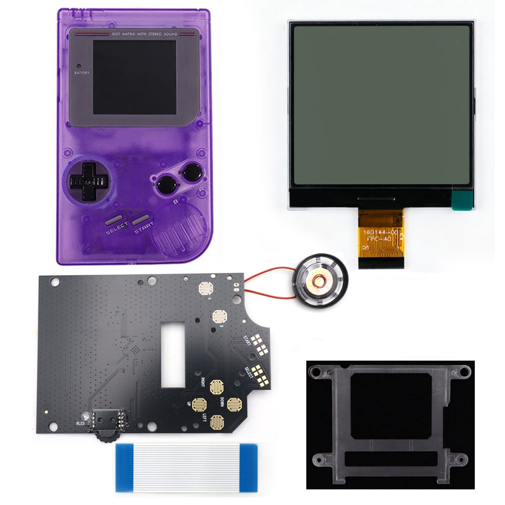 HISPEEDIDO 2.5 inches Grayscale LCD Screen Kit For GameBoy GB DMG Same Display Size Easy Install Drop-in OSD Menuw/Speaker