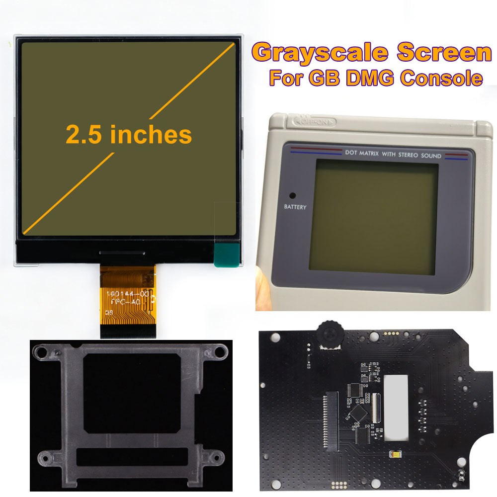 HISPEEDIDO 2.5 inches Grayscale LCD Screen Kit For GameBoy GB DMG Same Display Size Easy Install Drop-in OSD Menu
