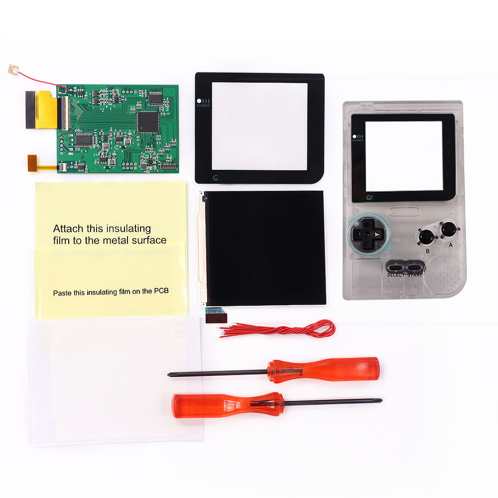 HISPEEDIDO GBP Q5 IPS LCD Larger Screen Display Build in OSD for Gameboy Pocket 8 Color Retro Pixel Screen Mod Kits with Shell