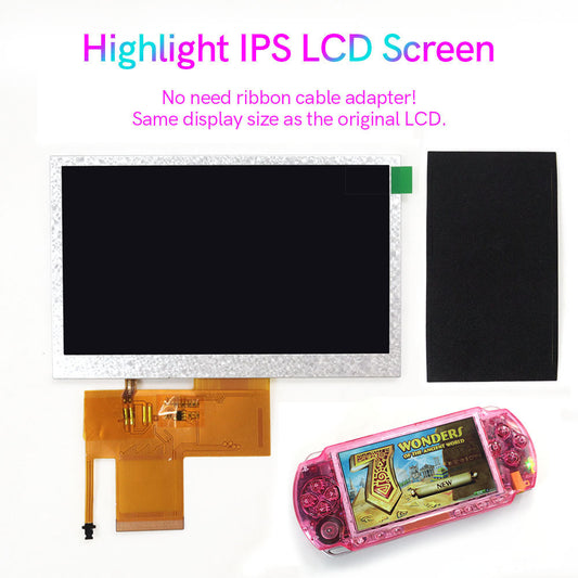 Newest 4.3 inch IPS Highlight Highbrightness LCD Screen Replacements For PSP 1000 1001 Console Spares