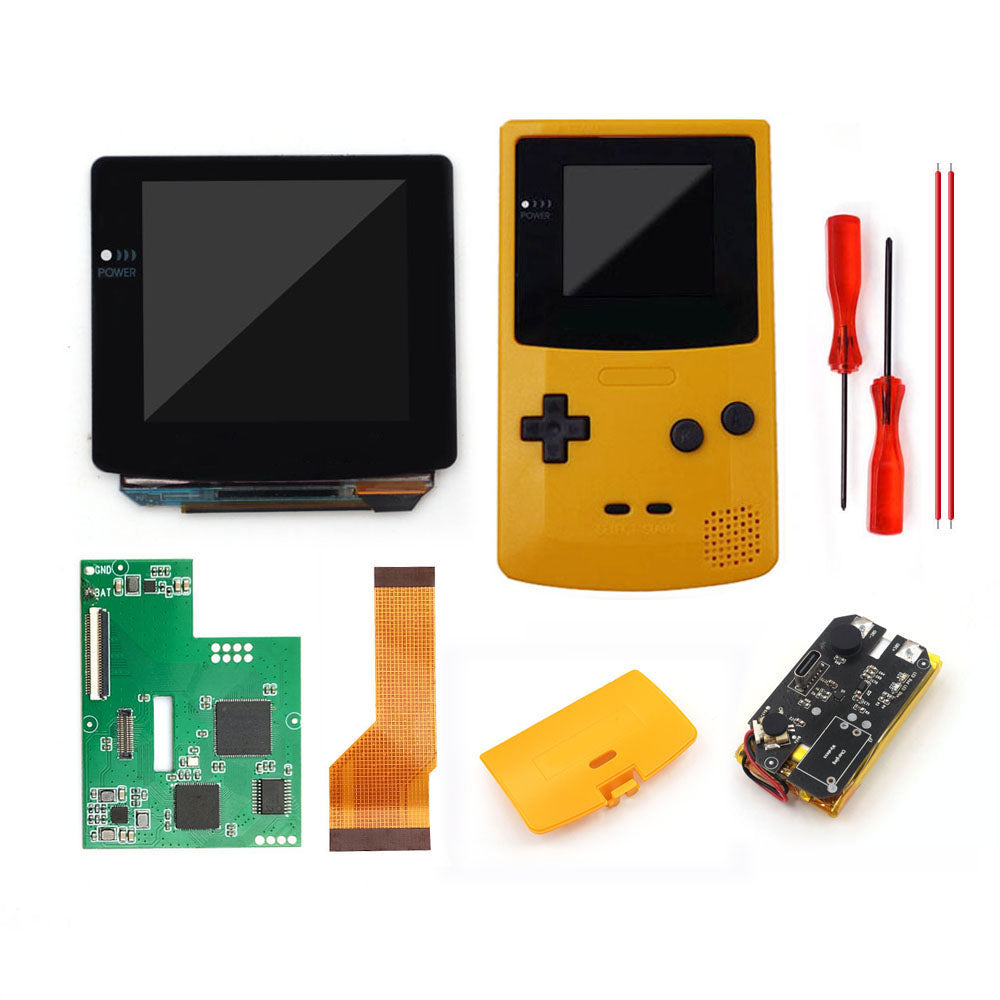 Type C port Rechargeable OLED Screen Touch Laminated AMOLED Screen Drop in For GBC GameBoy Color w/Pre-cut Shell