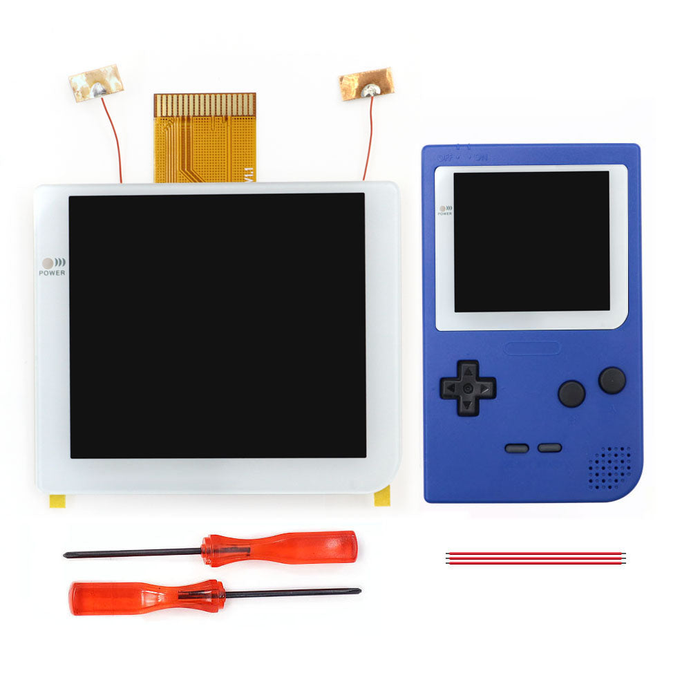 White Laminated 2.8 inch Larger IPS Screen LCD Integer Scaling Build in OSD For GBP Gameboy Pocket Retro Pixel Screen Kits with Shell