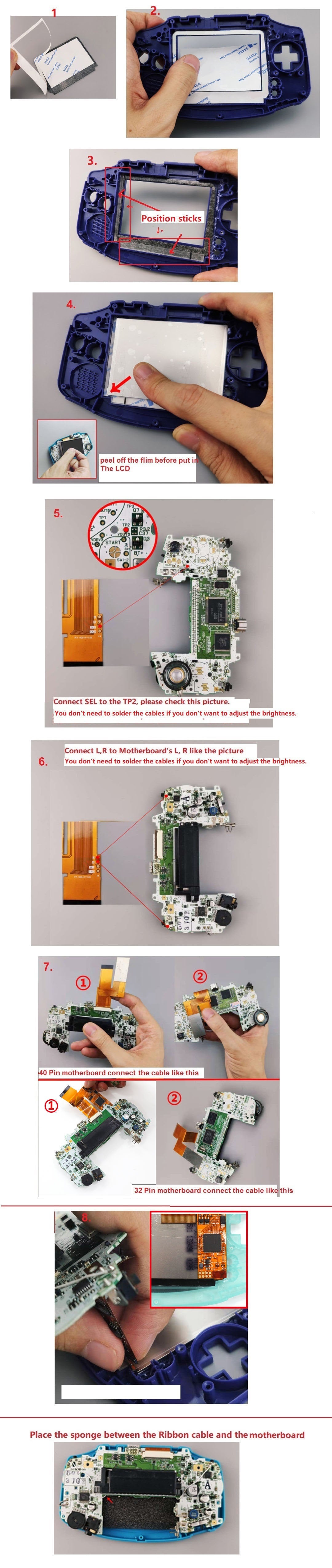 HISPEEDIDO IPS GBA V2 LCD Display 10 Levels High Brightness Backlight LCD for Game boy Advance Console V2 version with pre-cut housing（副本）