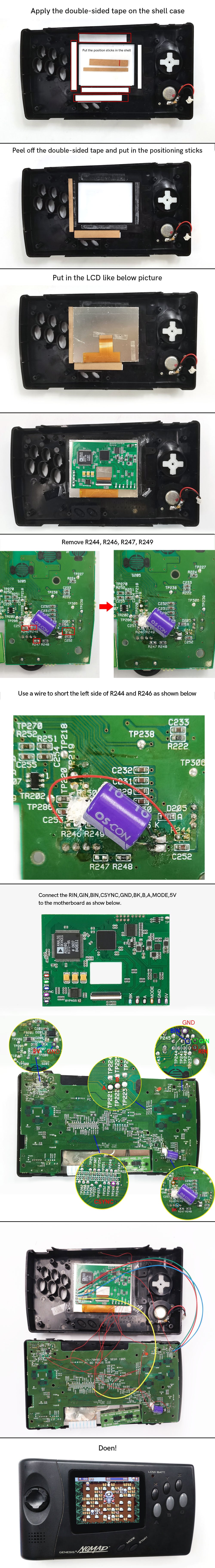 Newest for Sega NOMAD LCD IPS Screen Replacements KIts OSD Menu Hight Light 3.5" 640x480 HD Highlight Brightness Screen