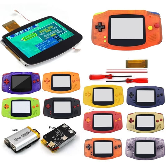 New Rechargeable 1800 Battery Type-C GBA Replacement Plastic Shell V5 Pre-laminated IPS LCD Screen Kit w/Housing Kits