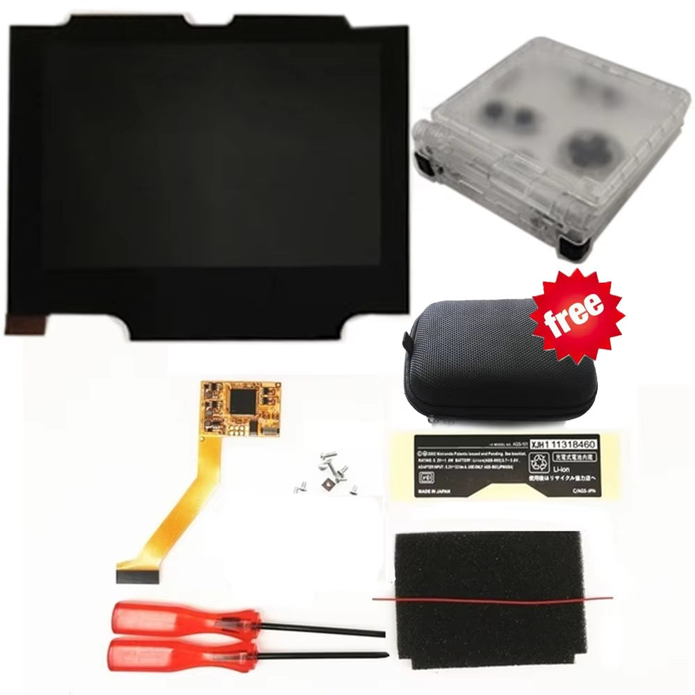 HISPEEDIDO For GBA SP V2 Screen set IPS LCD Backlight Screen High Brightness Laminated Display LCD Set with Shell