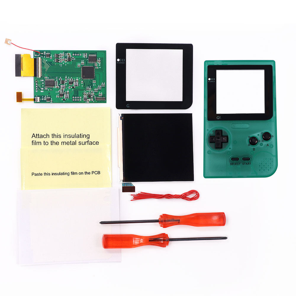 HISPEEDIDO GBP Q5 IPS LCD Larger Screen Display Build in OSD for Gameboy Pocket 8 Color Retro Pixel Screen Mod Kits with Shell