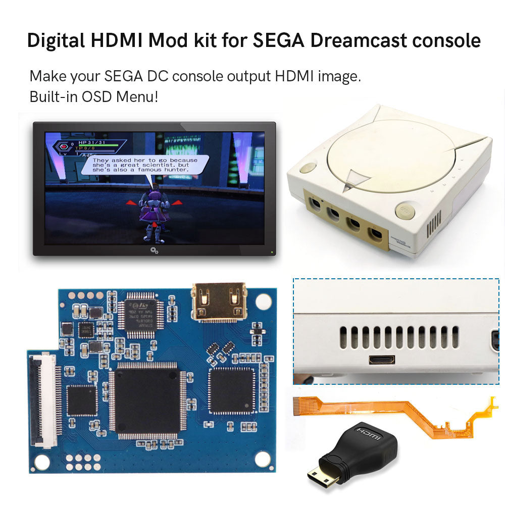 Hispeedido Digital HDMI MOD Kit SEGA DC Digital to Digital 1080P HDMI TV Mod Kit For SEGA Dreamcast Console