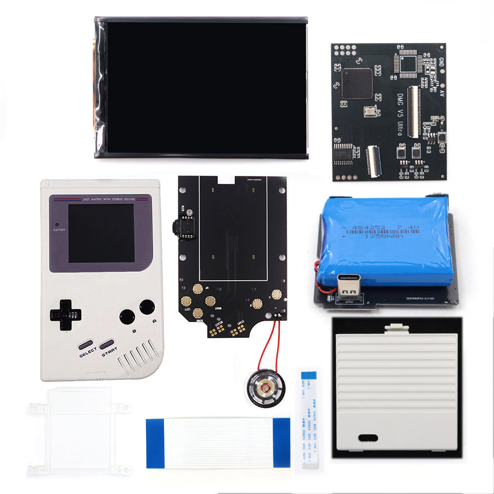 Rechargeable V5 Pro IPS Screen RIPS Housing Color Case Pixel OSD FRM Backlight Highbright LCD Mod Kits for GAMEBOY DMG GBO