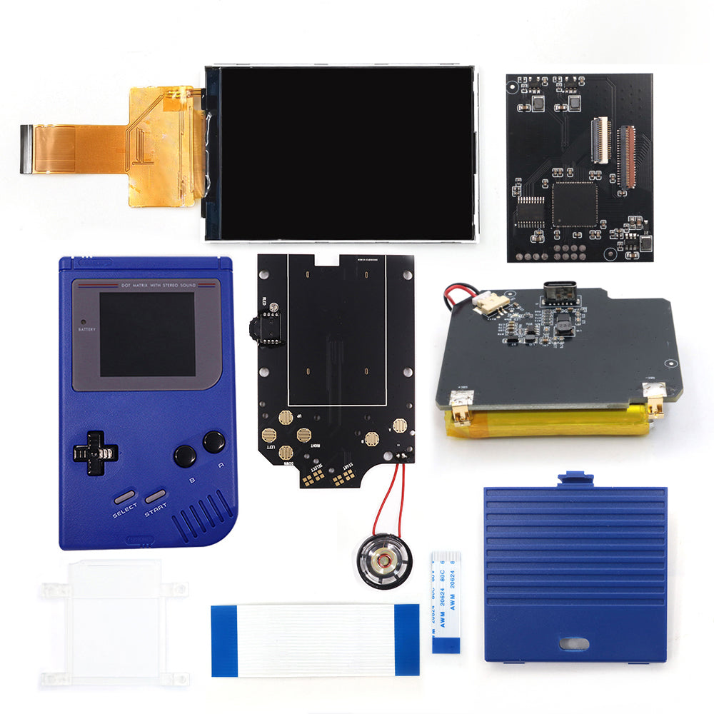 Rechargeable V5 Pro IPS Screen RIPS Housing Color Case Pixel OSD FRM Backlight Highbright LCD Mod Kits for GAMEBOY DMG GBO