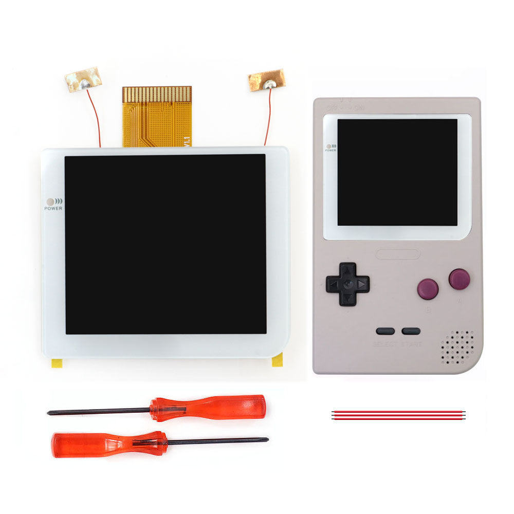 White Laminated 2.8 inch Larger IPS Screen LCD Integer Scaling Build in OSD For GBP Gameboy Pocket Retro Pixel Screen Kits with Shell