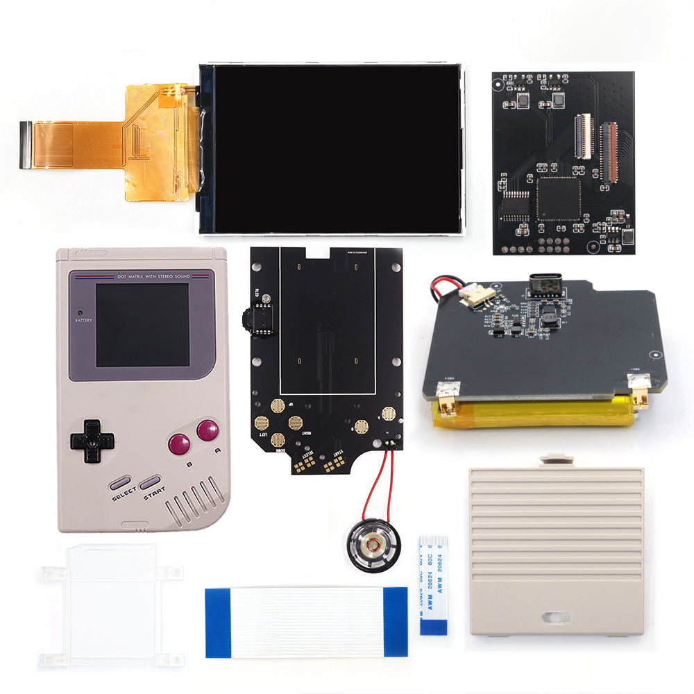 Rechargeable V5 Pro IPS Screen RIPS Housing Color Case Pixel OSD FRM Backlight Highbright LCD Mod Kits for GAMEBOY DMG GBO