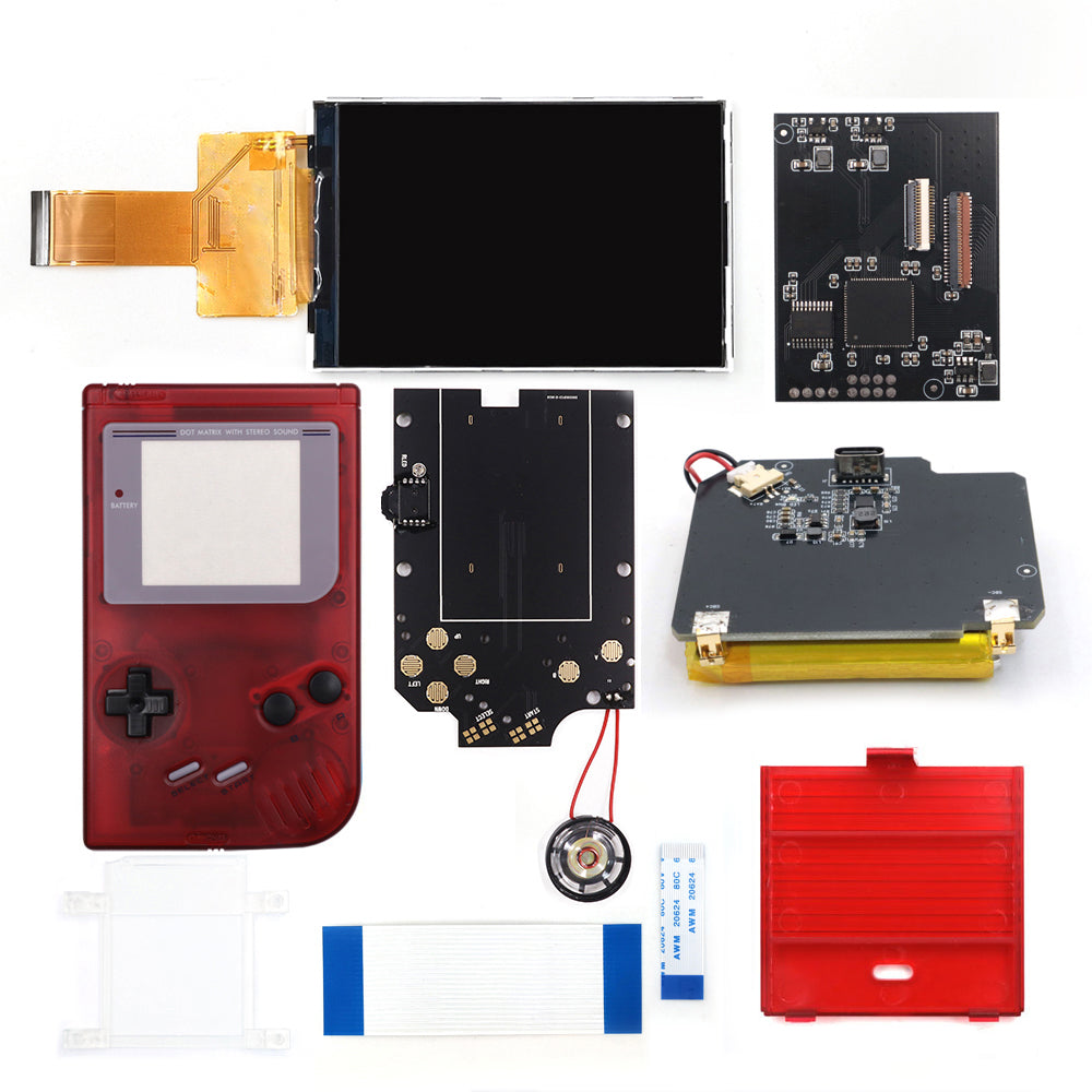 Rechargeable V5 Pro IPS Screen RIPS Housing Color Case Pixel OSD FRM Backlight Highbright LCD Mod Kits for GAMEBOY DMG GBO