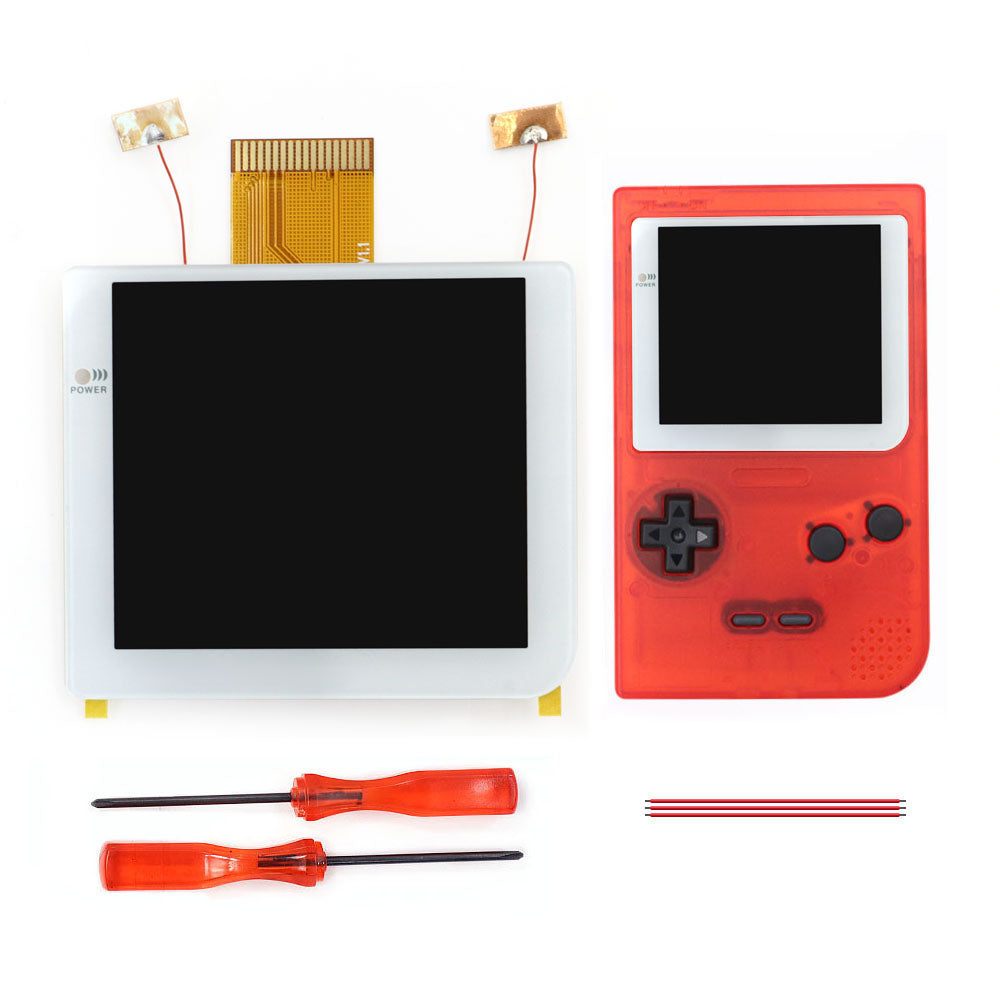 White Laminated 2.8 inch Larger IPS Screen LCD Integer Scaling Build in OSD For GBP Gameboy Pocket Retro Pixel Screen Kits with Shell