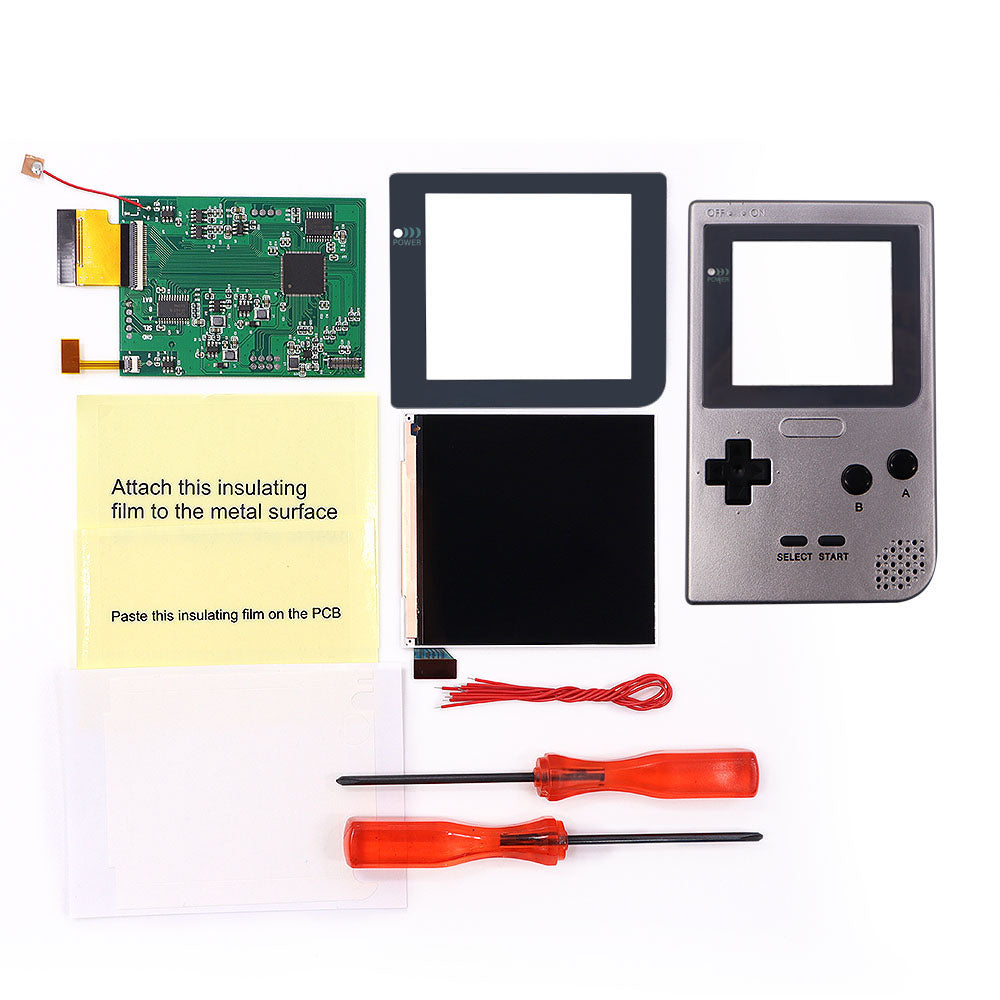 HISPEEDIDO GBP Q5 IPS LCD Larger Screen Display Build in OSD for Gameboy Pocket 8 Color Retro Pixel Screen Mod Kits with pre-cut Shell