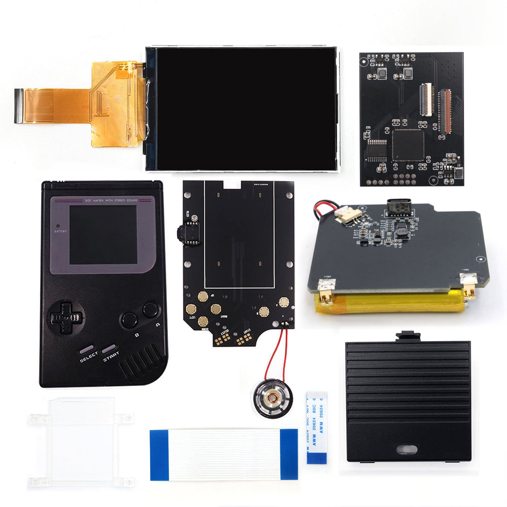 Rechargeable V5 Pro IPS Screen RIPS Housing Color Case Pixel OSD FRM Backlight Highbright LCD Mod Kits for GAMEBOY DMG GBO
