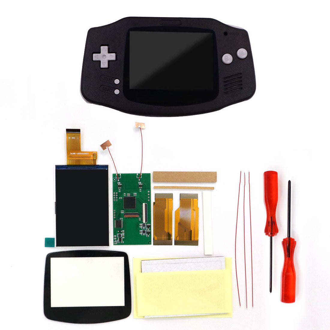 HISPEEDIDO V5 Upgrade HD High defination Drop In 3.0" 3 inch Highlight 720*480 720x480 Retro pixel OSD Menu IPS LCD kit for GBA Advance w/Shell