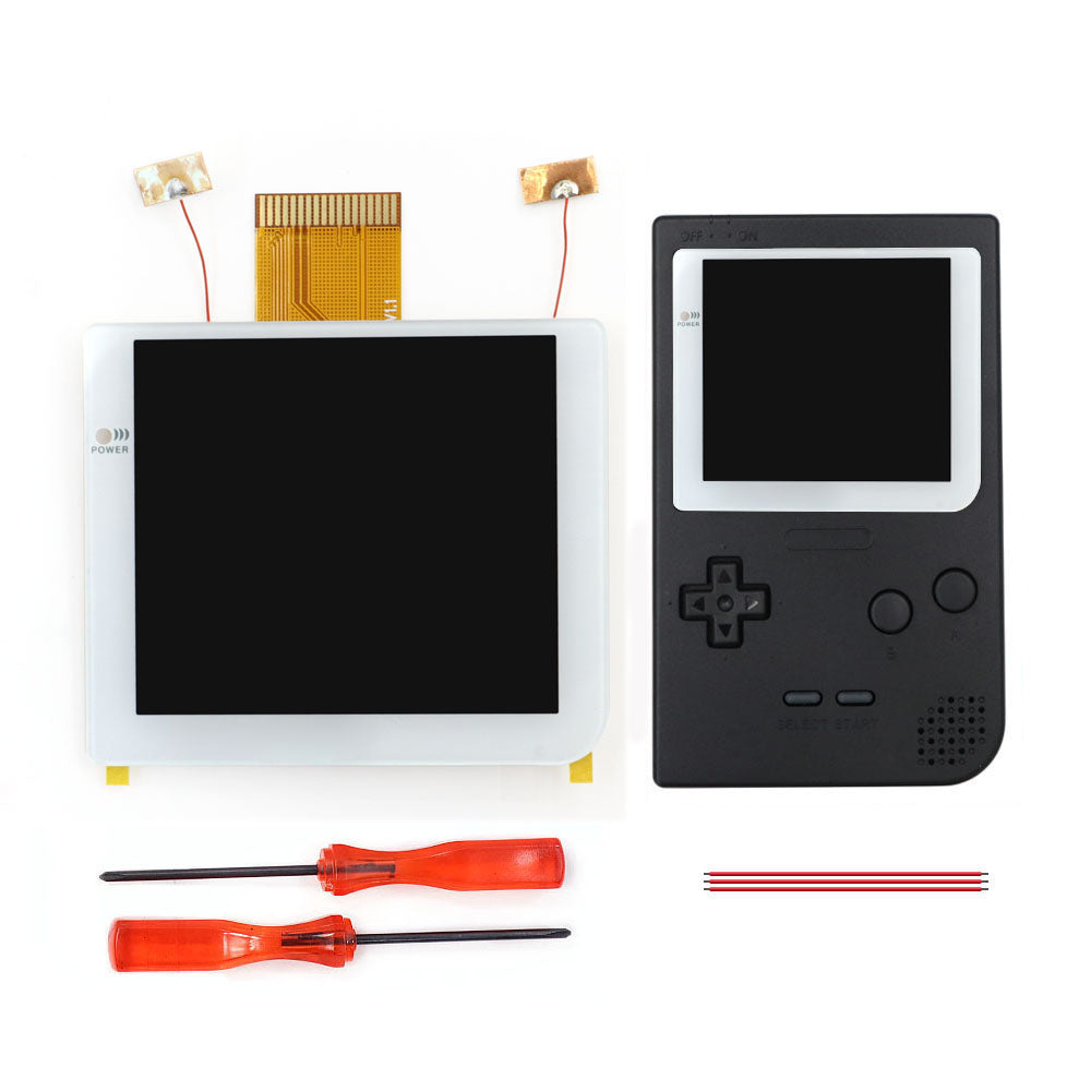 White Laminated 2.8 inch Larger IPS Screen LCD Integer Scaling Build in OSD For GBP Gameboy Pocket Retro Pixel Screen Kits with Shell