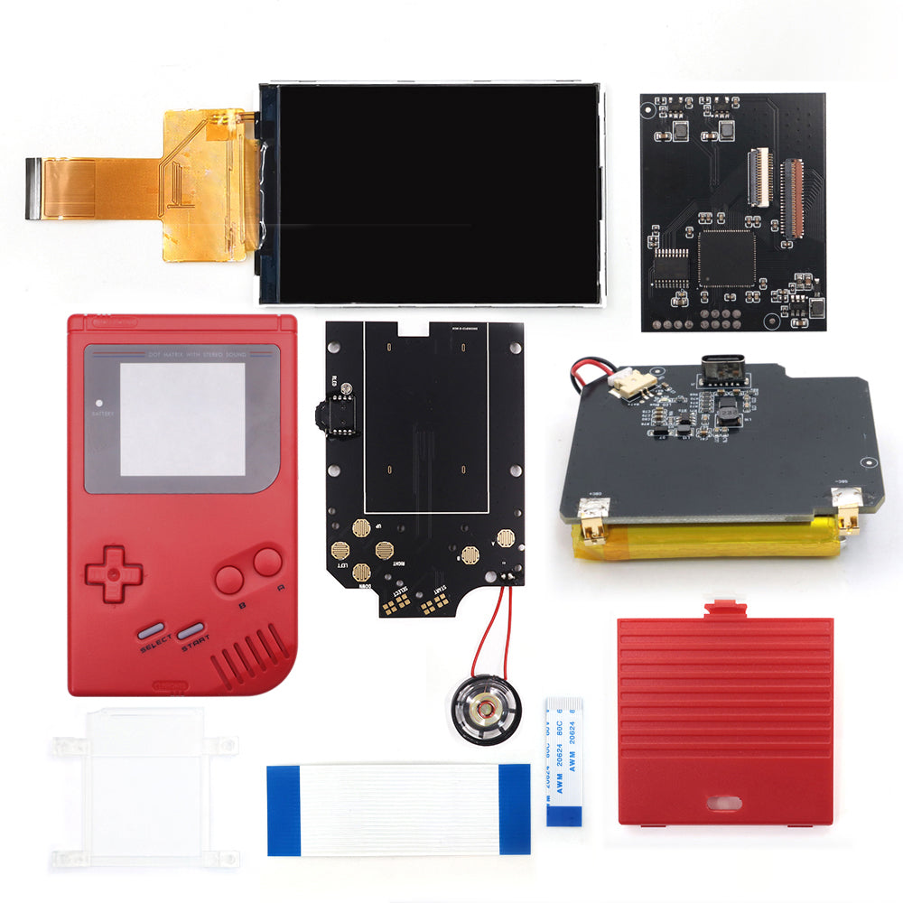 Rechargeable V5 Pro IPS Screen RIPS Housing Color Case Pixel OSD FRM Backlight Highbright LCD Mod Kits for GAMEBOY DMG GBO