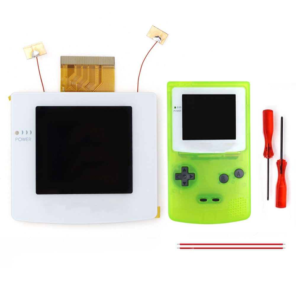 White Laminated 2.45" GBC IPS All-in-one HD Backlight Screen Easy Installation OSD Pixel Effect For Gameboy Color GBC with Shell