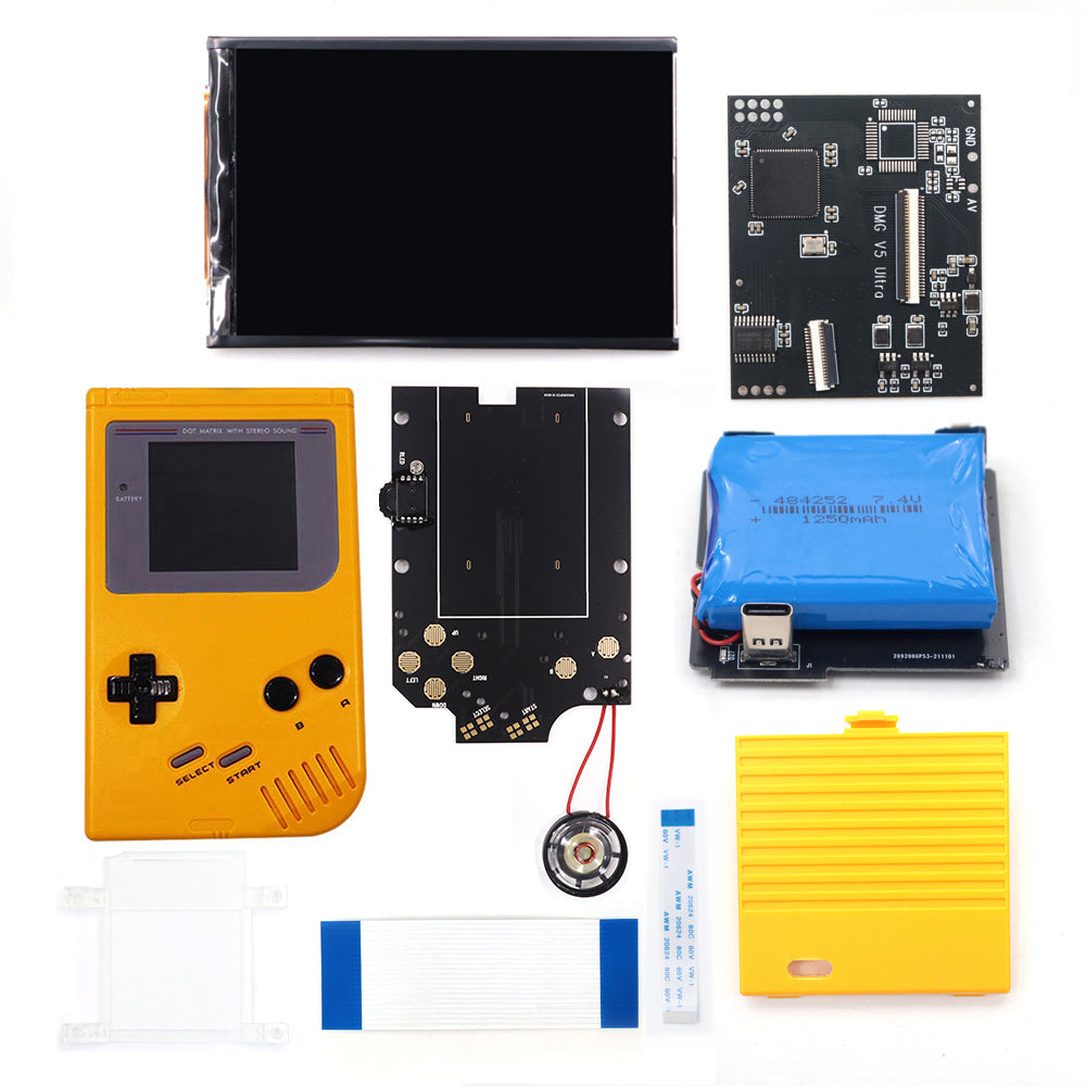 Rechargeable V5 Pro IPS Screen RIPS Housing Color Case Pixel OSD FRM Backlight Highbright LCD Mod Kits for GAMEBOY DMG GBO